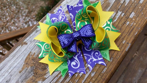 mardi gras hair bows