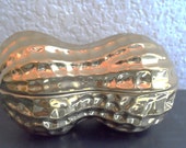 Brass Gold Metalic Ceramic Peanut Box Trinket ring Bracelet candy Pill Jewelry Toothpicks Dresser Vanity