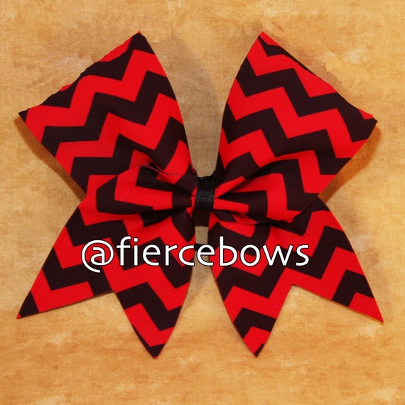 Red And Black Chevron Cheer Bow By Myfiercebows On Etsy 