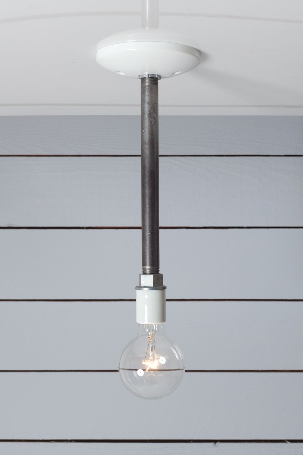 Industrial Black Pipe Light Bare Bulb Pendant Lamp by IndLights
