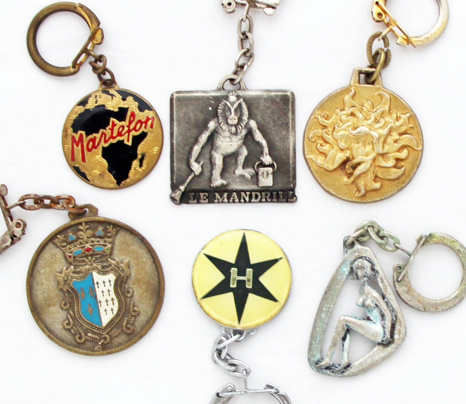 Vintage Keychain Keyring / Lot of 7 Vintage by GrandpasMarket