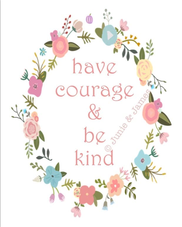 Have Courage and Be Kind Cinderella Floral Print