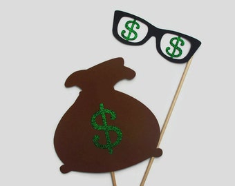 Cops & Robbers - Money Bag and Money Hungry Glasses Photo Booth Props
