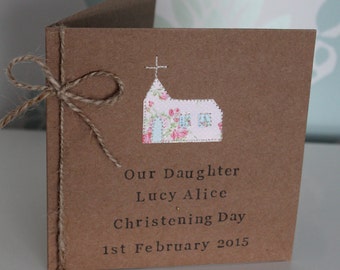 Personalised Christening Card, Handmade Christening Card for Baby Girl
