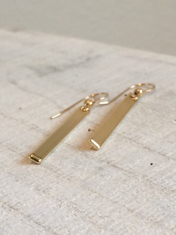 Items Similar To Gold Long Bar Dangle Earrings Gold Bar Earrings