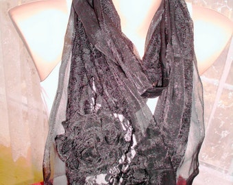 Black lace scarf accessories fashion scarf by redrosewholesaler