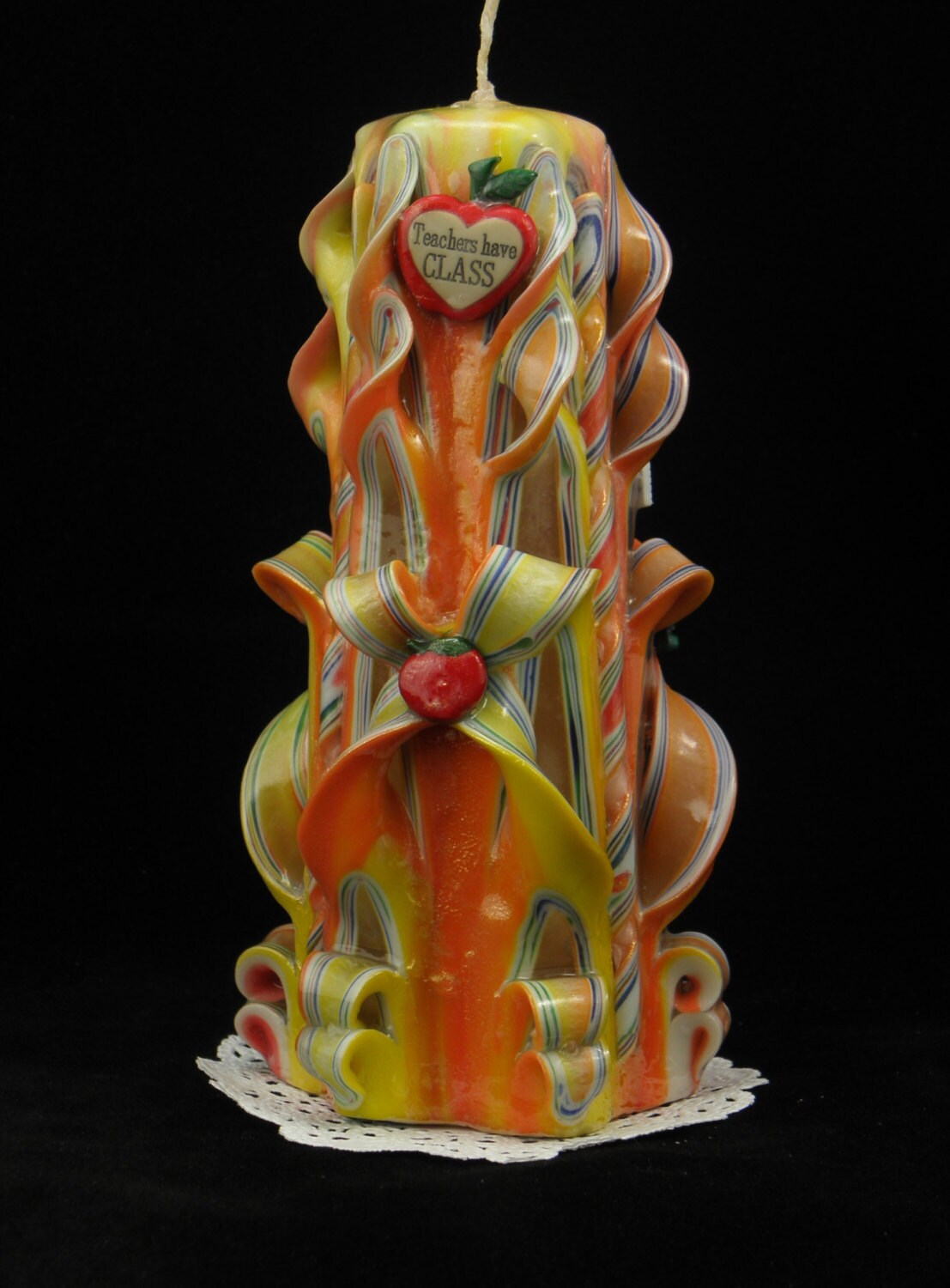 Tie Dye Carved Candle Teachers Candle Teacher Gift Hand