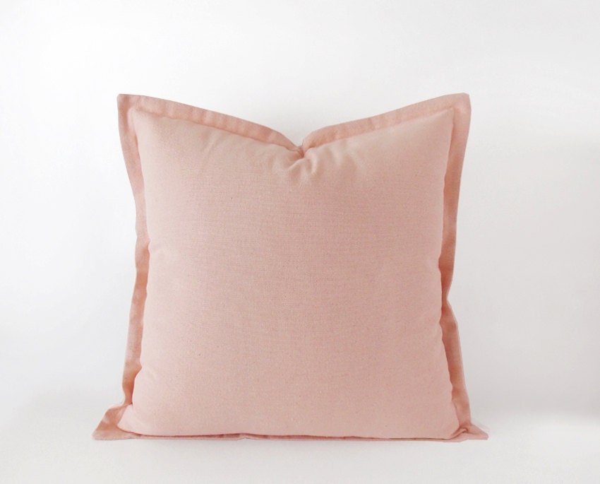 Light pink decorative pillow cover with a flange by EllensAlley