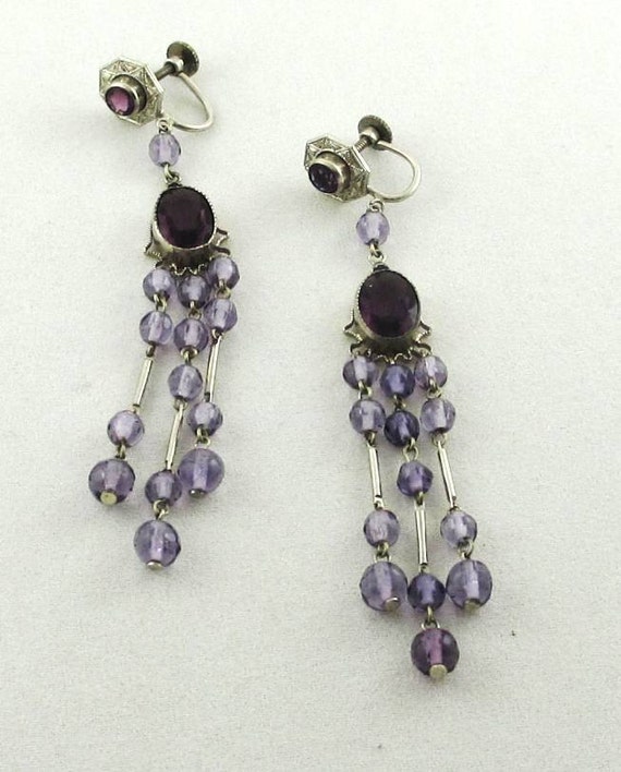 Art Deco Period Jewelry Vintage Shoulder Dusters Amethyst