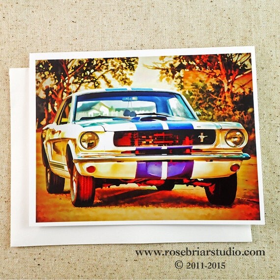 Greeting Card with Vintage Mustang perfect by RosebriarStudio