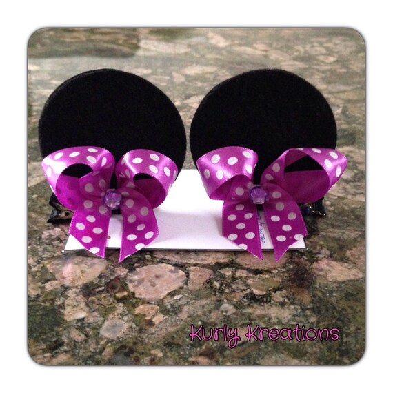 Items similar to Inspired Minnie Mouse Ear Clips on Etsy
