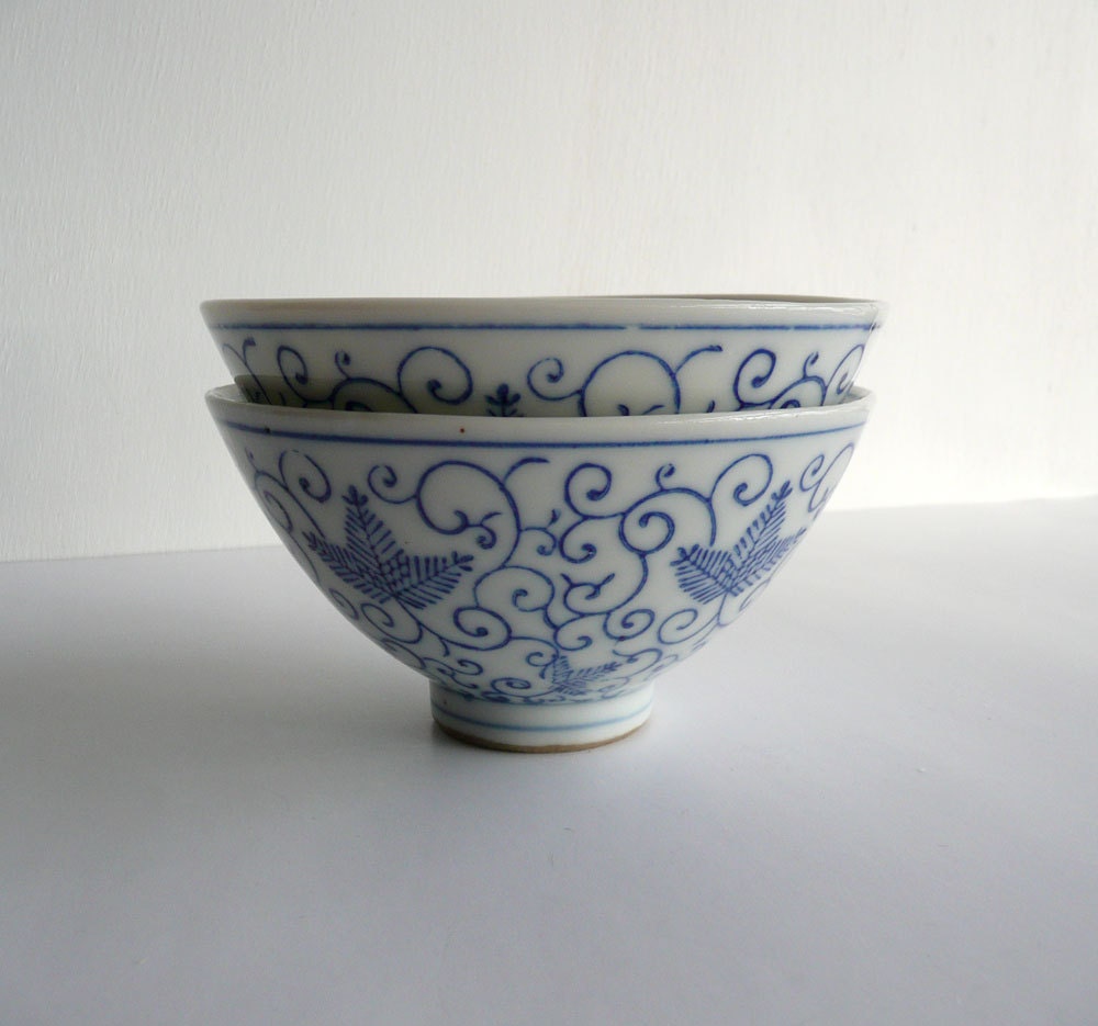Porcelain rice bowls Japanese vintage set of by WhatsForPudding