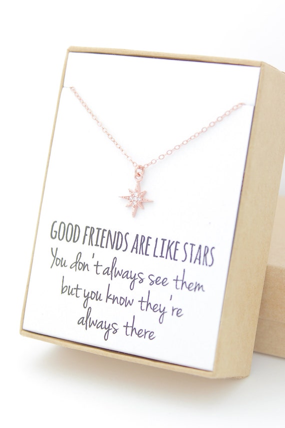 Rose gold star necklace (box photo)