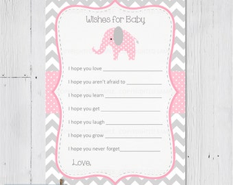 865 New baby shower game for parents to be 315 printable wishes for baby shower game pdf baby pink grey chevron   