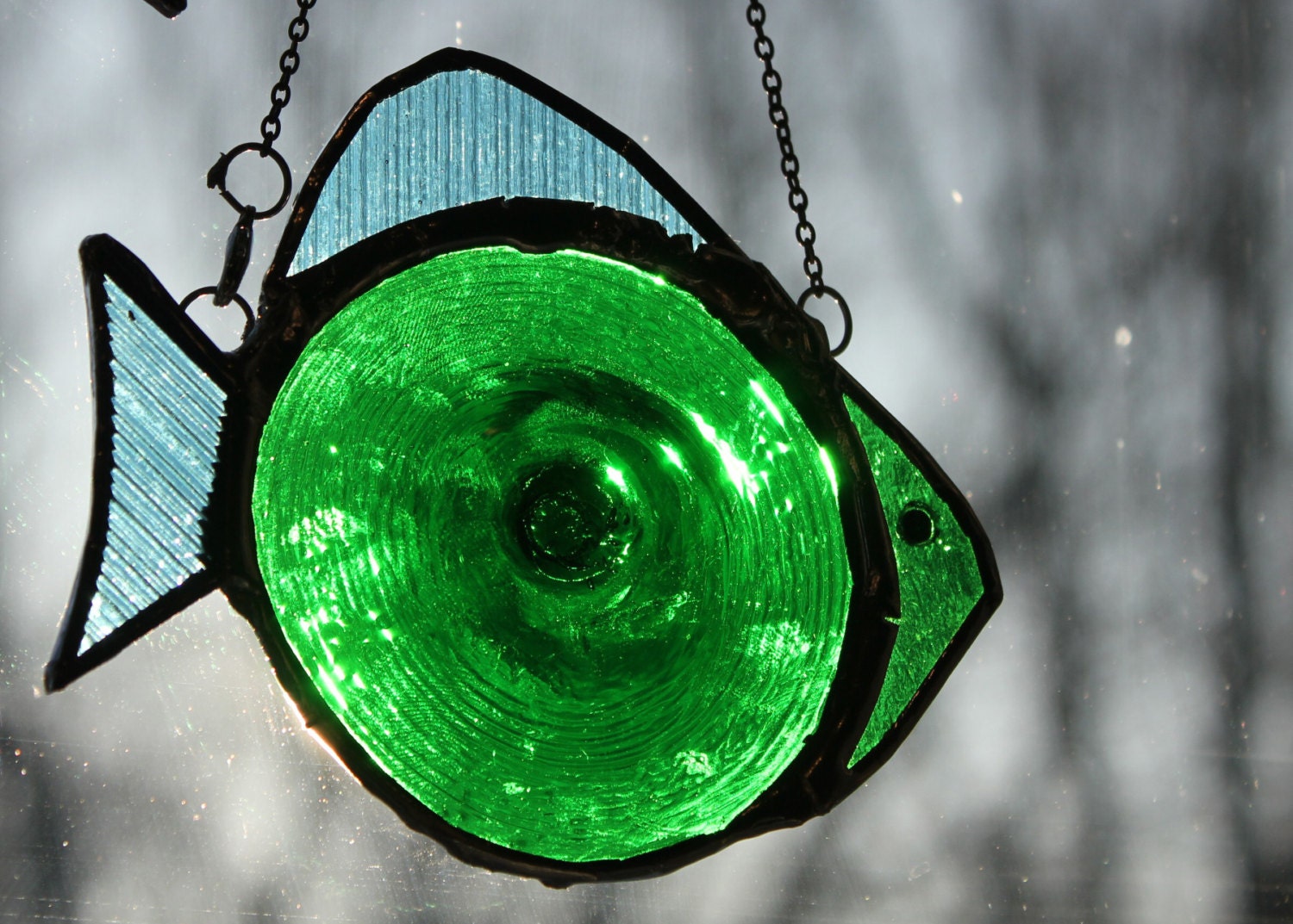 Tropical fish suncatcher fish stained glass fish by GlassbyGeldner