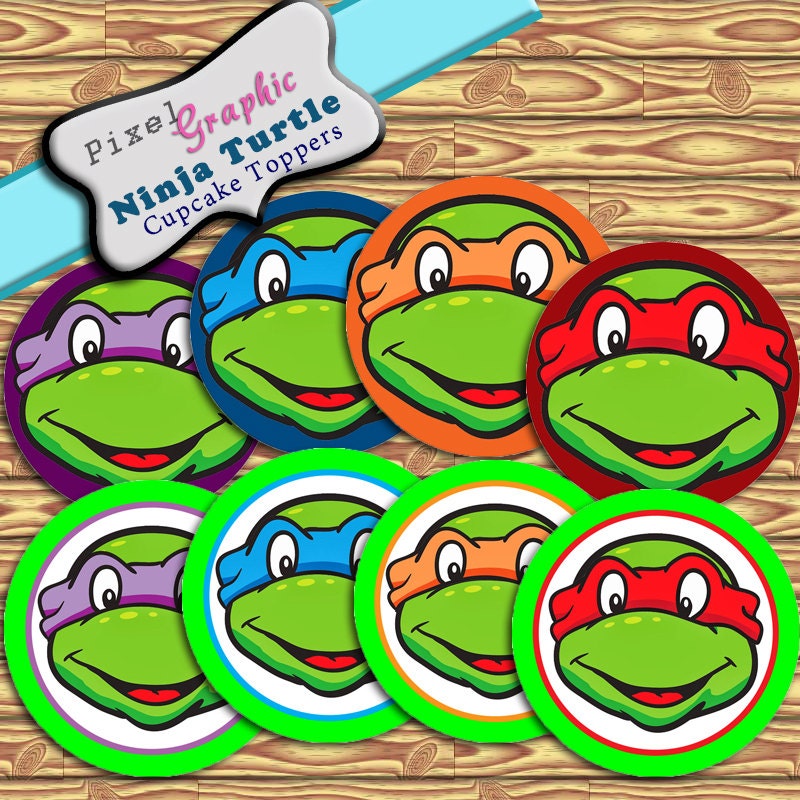 Ninja Turtle Printable Cupcake Toppers Party Tags 2 Styles