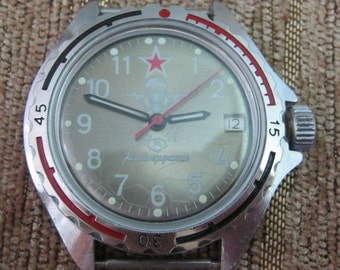 VDV Airborne vintage Russian milita ry wrist watch KOMANDIRSKIE Vostok ...
