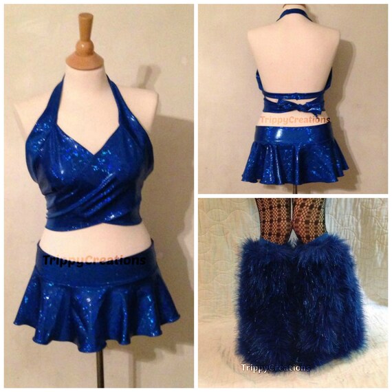 Items similar to Royal blue rave outfit complete set includes skirt