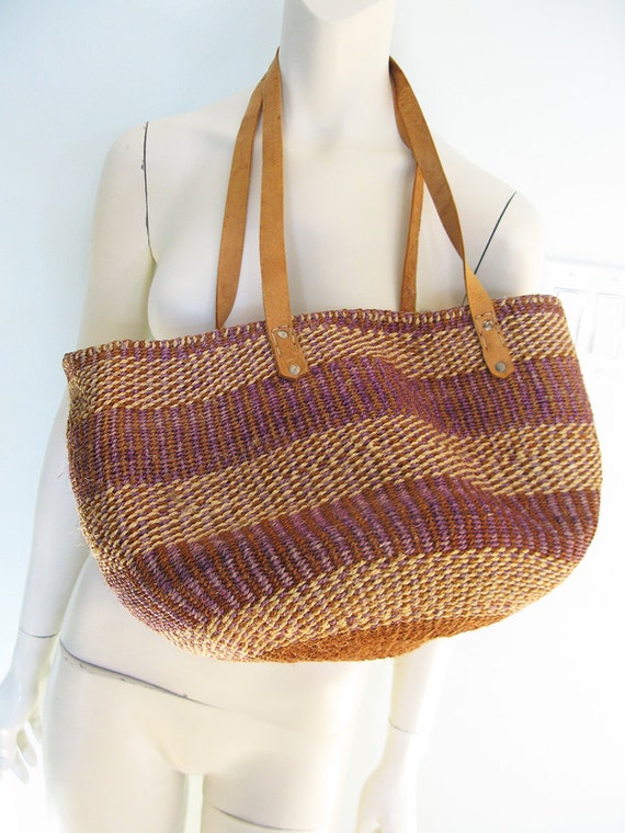 market woven stripe medium tote