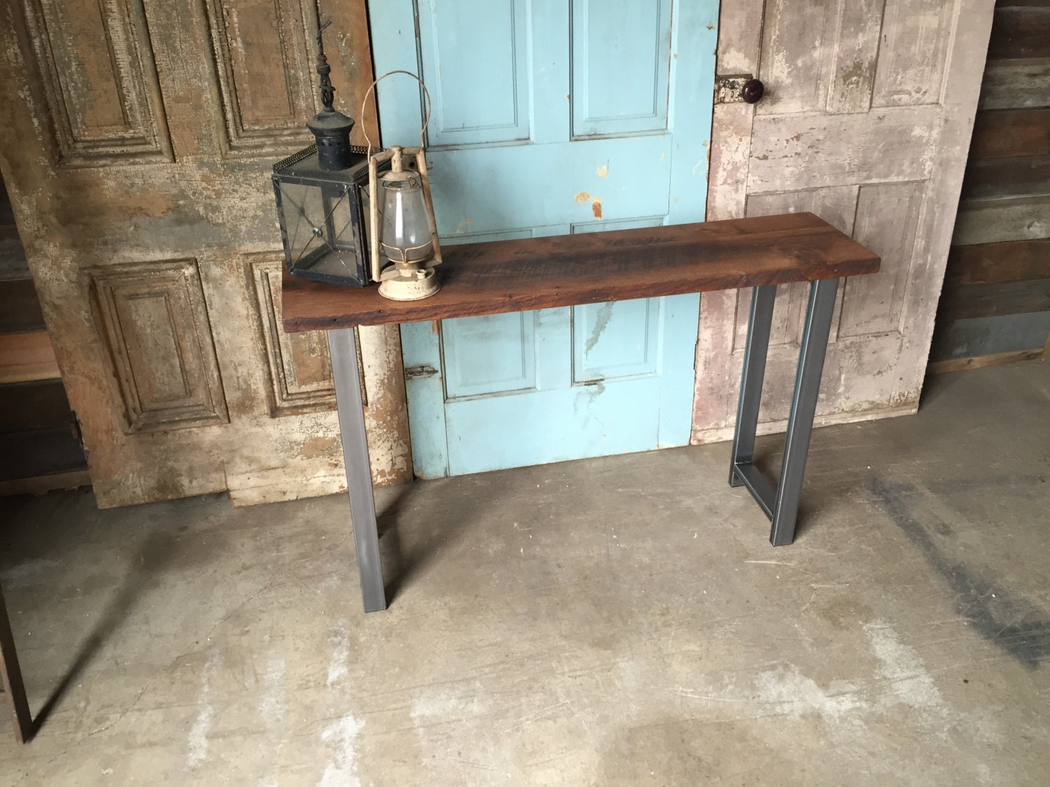 Reclaimed Wood Industrial Console Table / HShaped Metal Legs