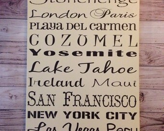 First Anniversary Gift Personalized Destination Sign Wood 1st Anniversary Gift for Wife Gift for Husband Personalized One Year Anniversary