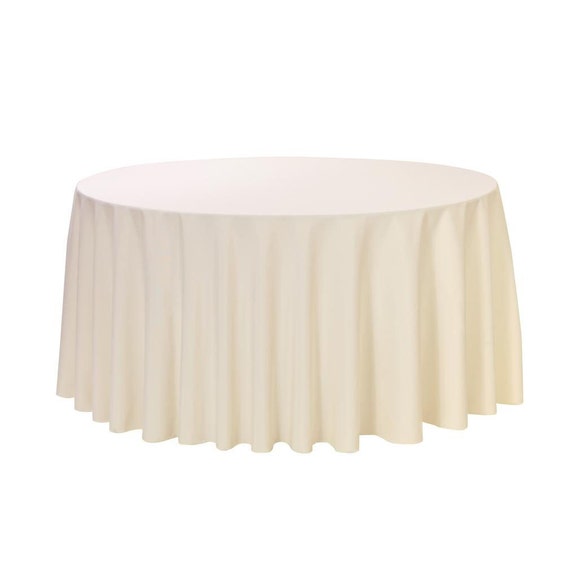 108 Inch Round Polyester Tablecloth Ivory Wedding