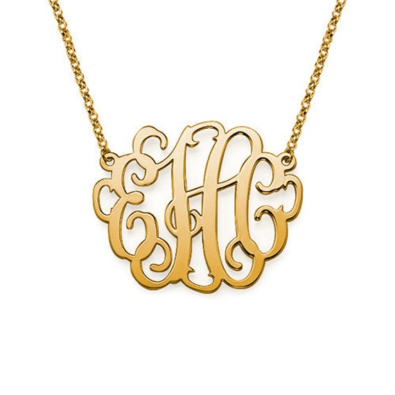 Extra Large Monogram Necklace in 18K Yellow by MyMonogramShoppe