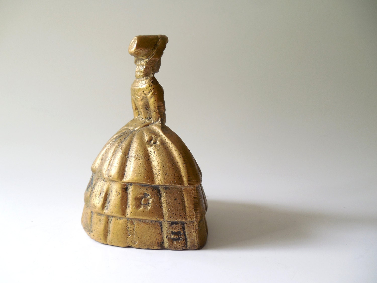 Vintage Brass Lady Bell Hand Bell Southern Belle in Hoop