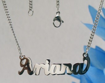 Ariana name necklaces. stainless steel. next day ship. never tarnishes. shiny silver color