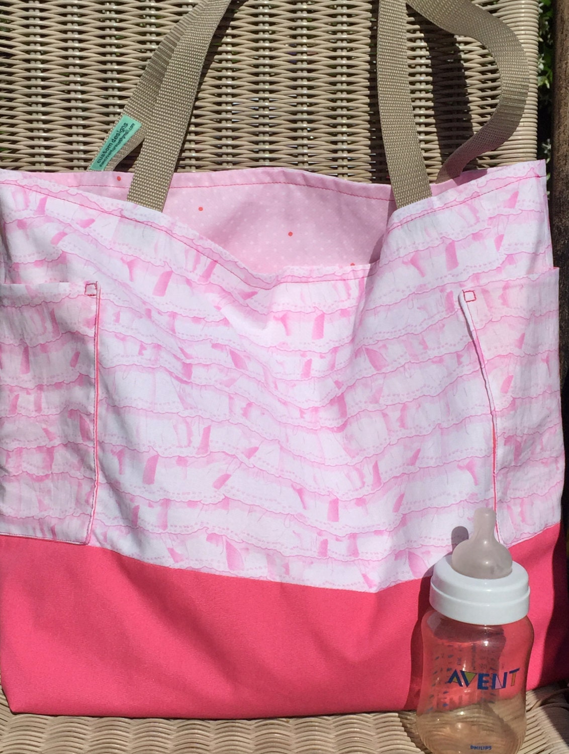 Diaper Bag Baby Girl Pink Ruffles Custom by designsbyfancyrose