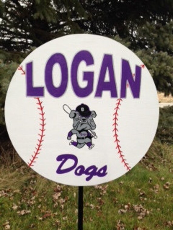 Baseball personalized sports yard sign. Personalized with