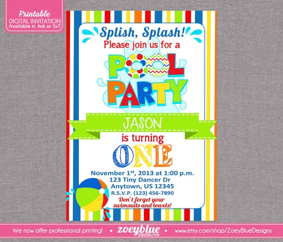 1St Birthday Invitations Pool Party 9