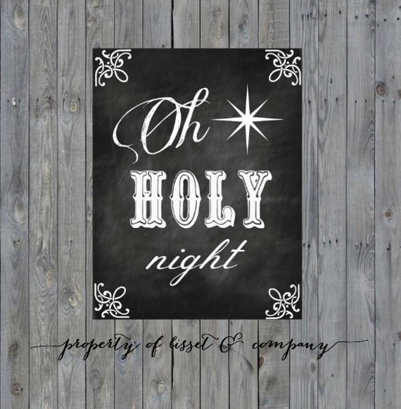 Items similar to Oh Holy Night Chalkboard Style Instant Download ...