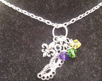 Mardi Gras Mask Necklace ~ Mardi Gras - Purple, Green and Gold - Mardi Gras Mask - Louisiana - New Orleans