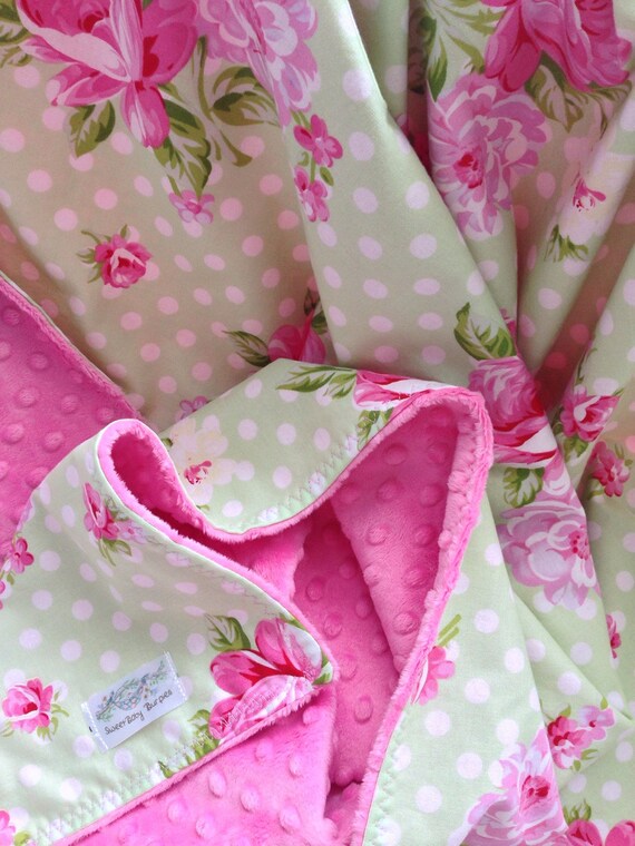 Baby Girl Blanket Minky and Cotton Baby Blanket Tanya