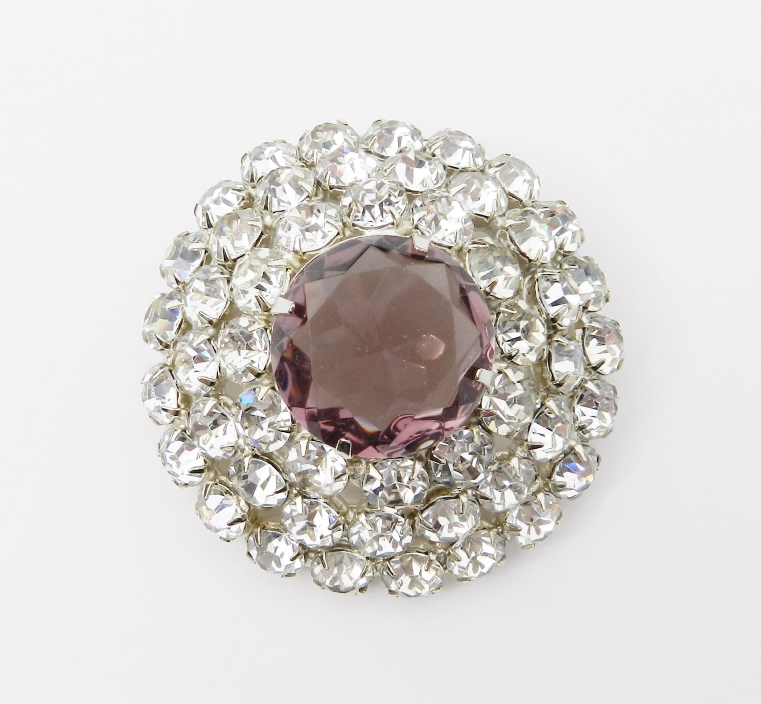 Beautiful Vintage Rhinestone Brooch High Domed Packed