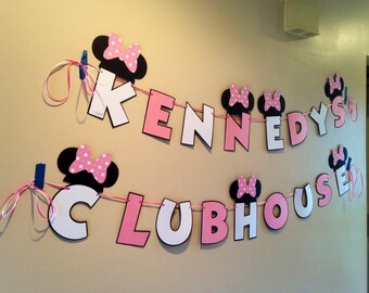 Minnie Mouse Clubhouse Banner Personal Name Minnie party Birthday Minnie Mouse Party Minnie Banner Minnie Party Minnie Mouse Decoration