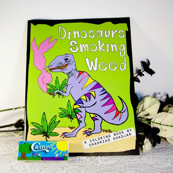 Dinosaurs Smoking Weed Adult Coloring Book With Crayons