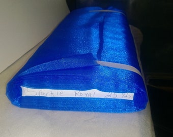 Sparkle Organza Fabric - Royal Blue, 45" x 1 Yard