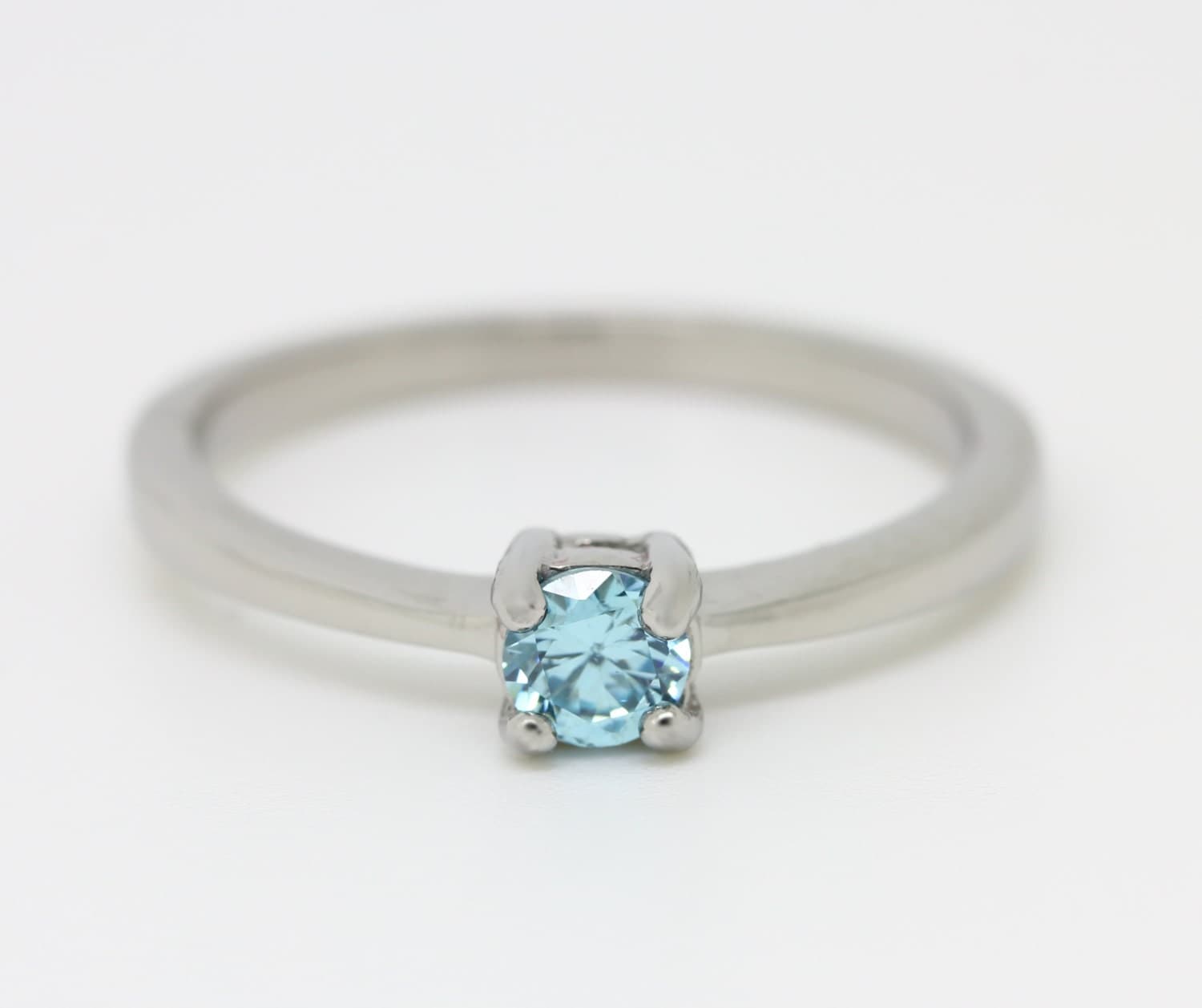 Aquamarine Solitaire engagement ring in white gold or