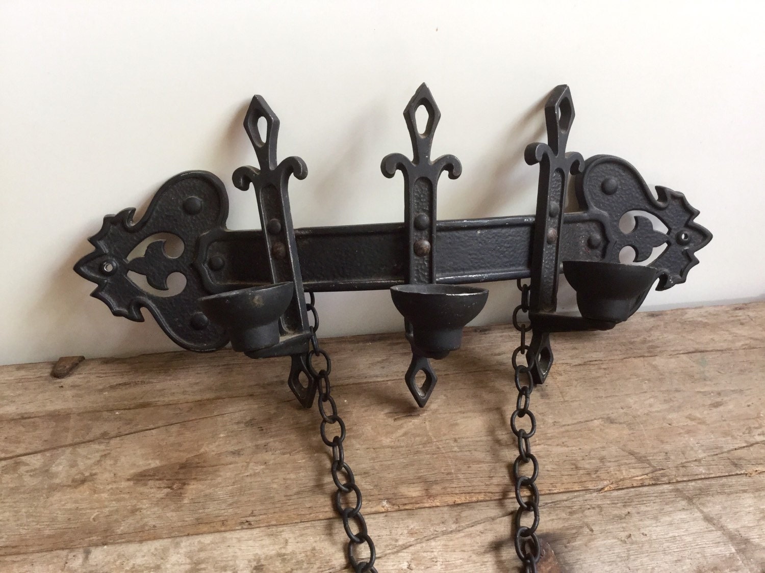 Medieval Gothic Black Wall Sconce by CandilandArt on Etsy