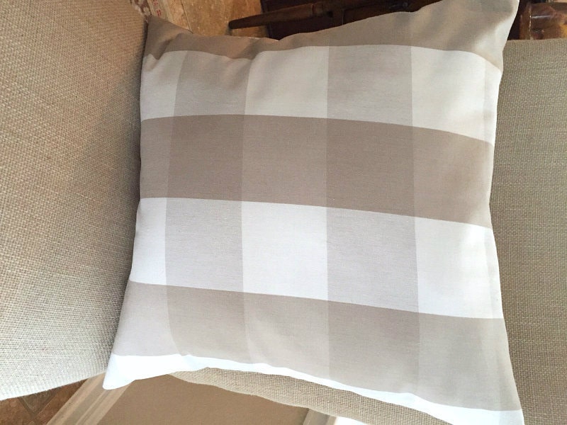 16 x 16 Beige Buffalo Check Pillow Cover