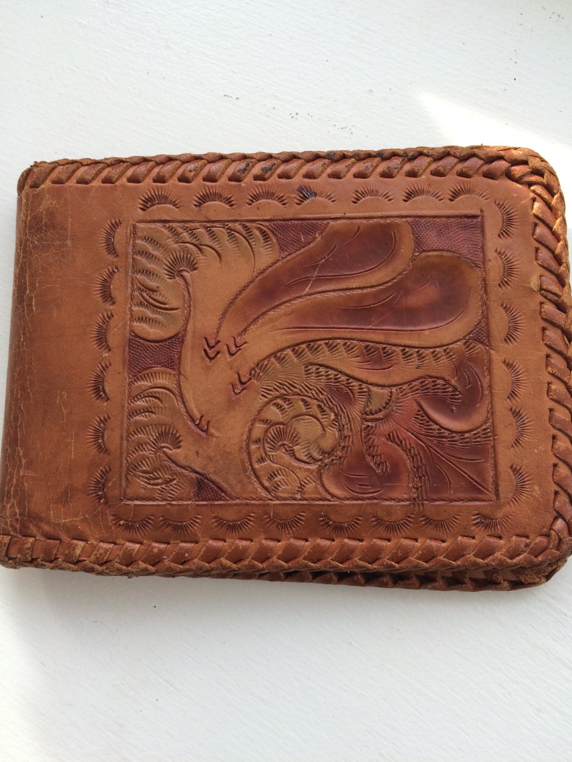 Vintage Men's Hand Tooled Leather BiFold Wallet by ItsallforHim