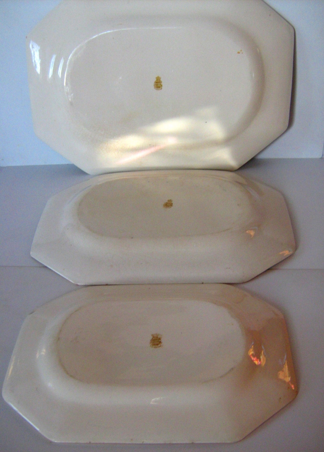 Set Of Three Stunning Large Unique Antique Serving Dishes J