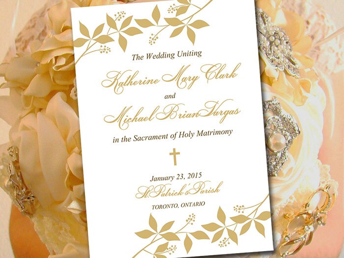 Catholic Wedding Program Template Printable Fold Over