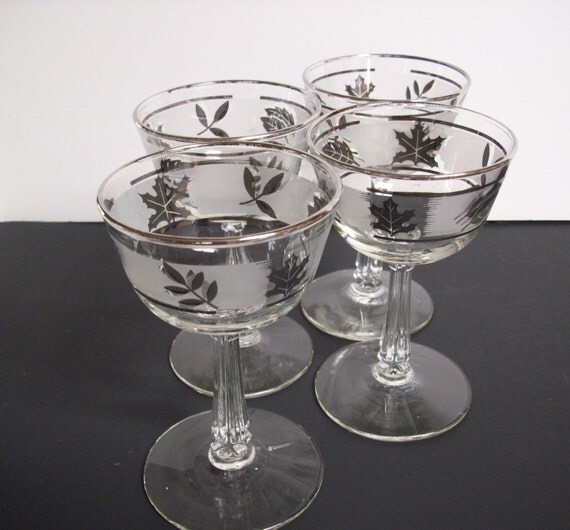 Vintage Mid Century Libbey Silver Leaf By Vintagewaytreasures 8354