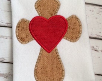Cross Applique Design - Cross Embroidery Design - Heart Applique Design - Religious Applique Design - Applique Design - Easter Applique