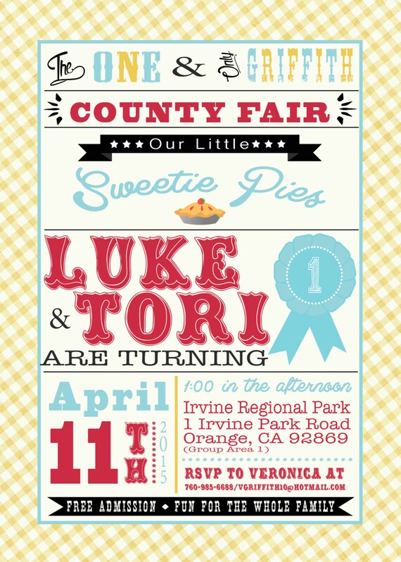County Fair Birthday Party Invitation by TLCSquared on Etsy