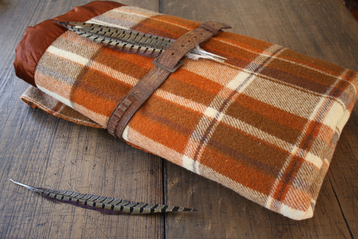 Vintage Pure Wool Blanket Australian Woolen Plaid Blanket
