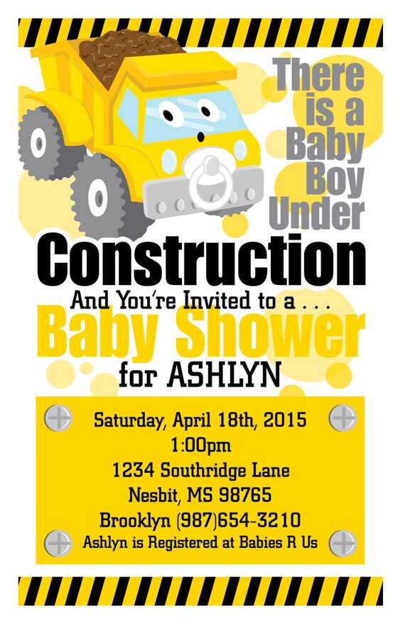 Construction Themed Baby Shower Invitations 7